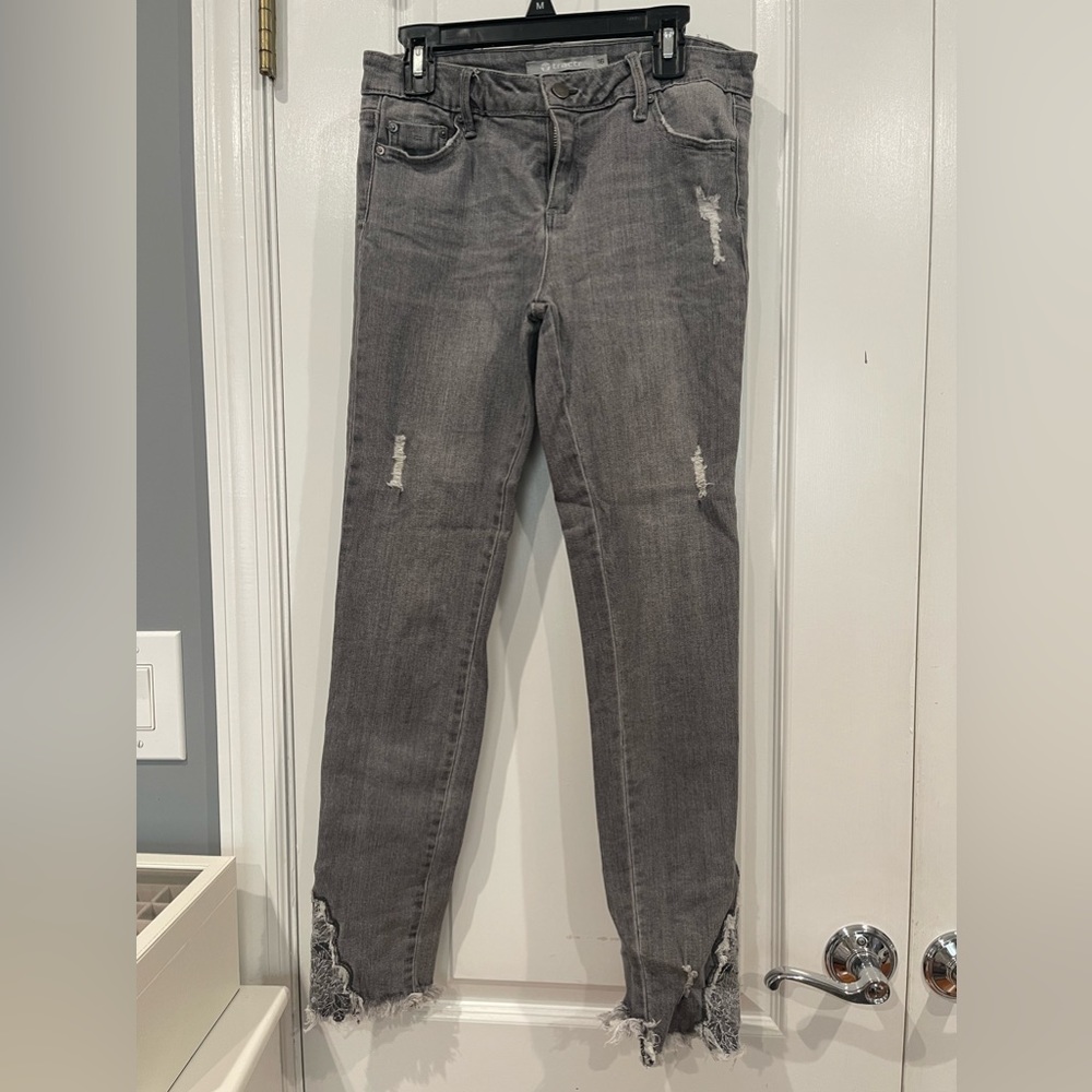 Tractr gray skinny jeans with detailed ankles